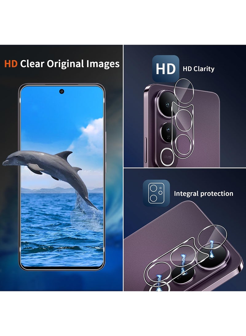 Vivo V50 Lite 5G Screen Protector 2 Pack and Rear Camera Lens 2 Pack, Bubble Free HD Scratch Resistant, Anti-Fingerprint Tempe Glass Film Full Screen Coverage Screen Protector Accessories (Clear) - Image 5